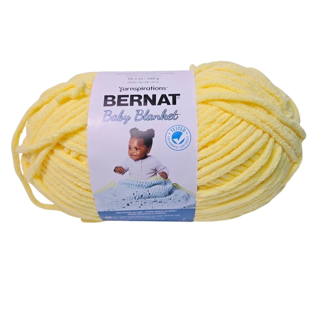 Bernat Baby Blanket Yarn Buttercup 10.5oz Super Bulky 6 Chenille NEW 220yd